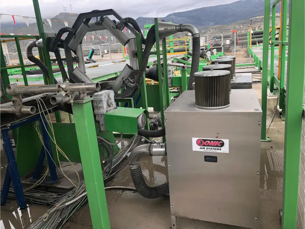Sonic Air Systems equipment installed on a construction materials production line