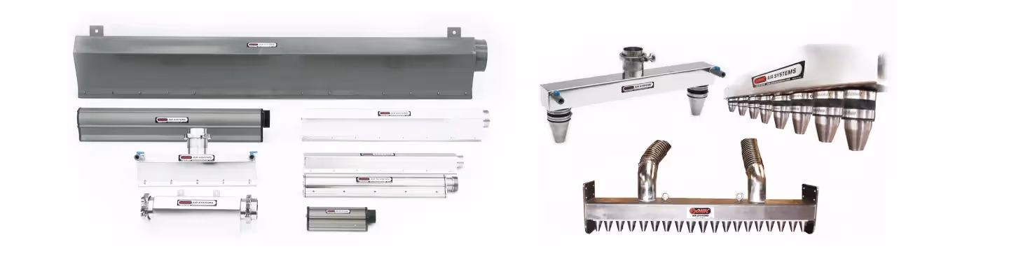 Industrial air distribution and robotic arm components