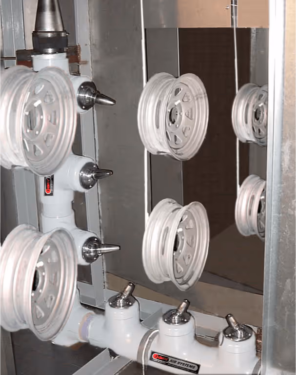 Sonic Air Systems industrial drying system for automotive wheels.