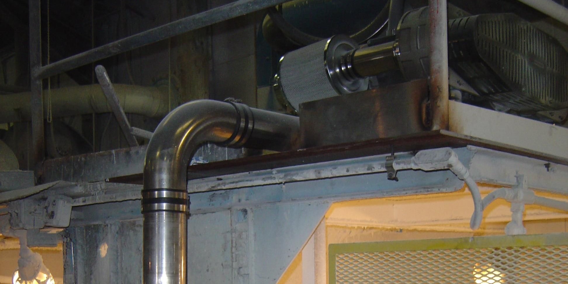 Sonic blower and stainless steel air piping installed above the primer coating line