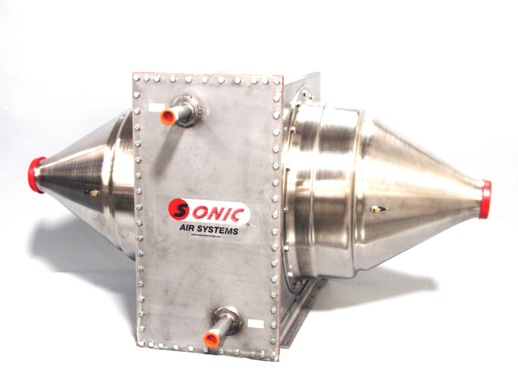 Sonic COOL-AIR™ in-line aftercooler used in high-velocity air-impingement cooling systems.