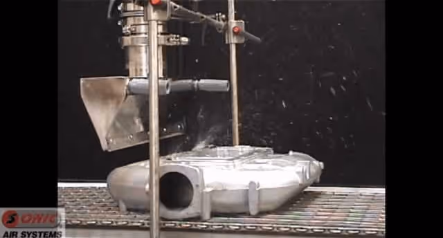 High Velocity Air Blasting Water From Automotive Manifolds